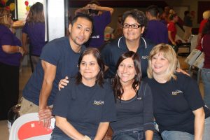 Volunteers from Bay Coast Bank at a bowling alley