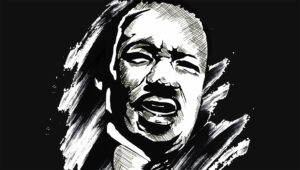 Black and white drawing of Dr. Martin Luther King Junior